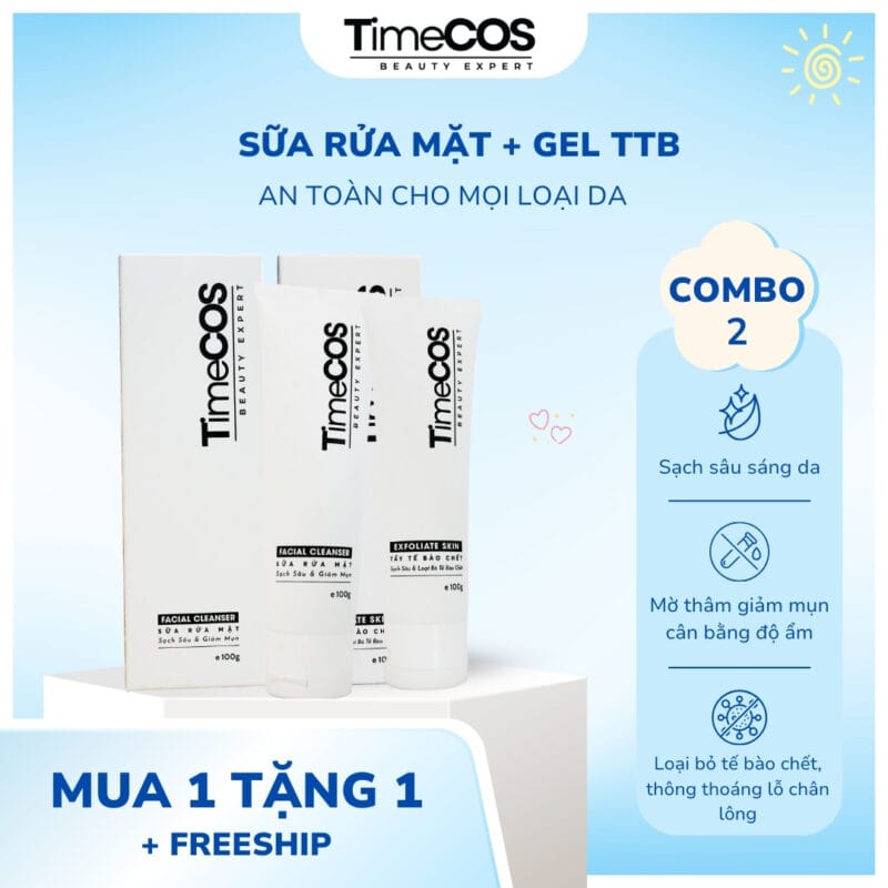 [ Combo ] Sữa Rửa Mặt Và Tẩy Da Chết TimeCOS