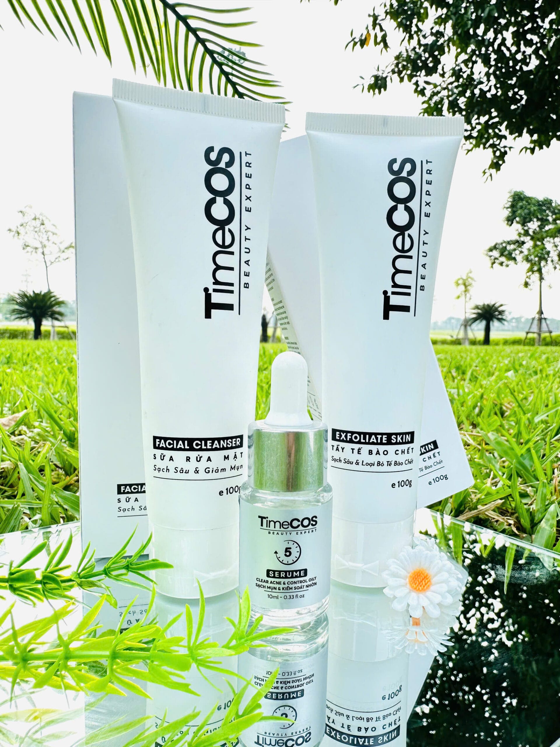 [ Combo ] Sữa Rửa Mặt, Gel Tẩy Tế Bào Chết Và Serum Dưỡng Da Ngăn Mụn TimeCOS